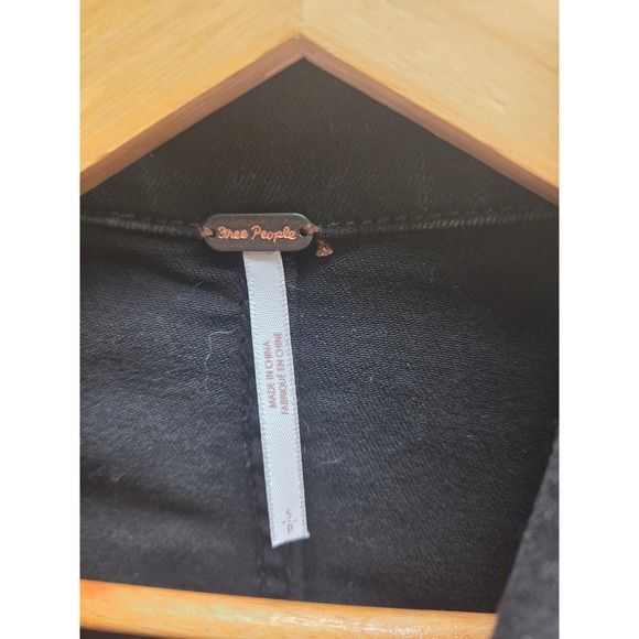 Free People Marci Denim Jumpsuit Washed Black Long Sleeve Utility Romper Small - Picture 2 of 3